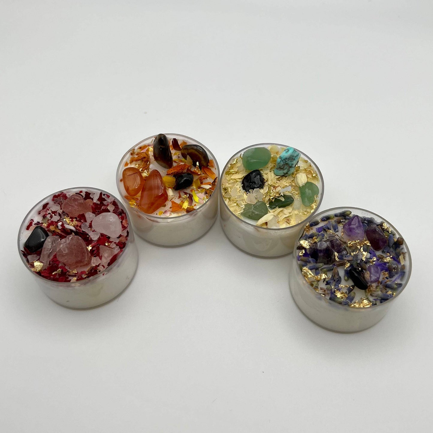 Set of 4 Tea Light Intention Candles for Ritual Meditation