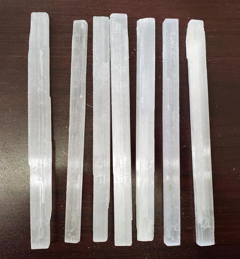 Selenite unpolish rough sticks 7" long