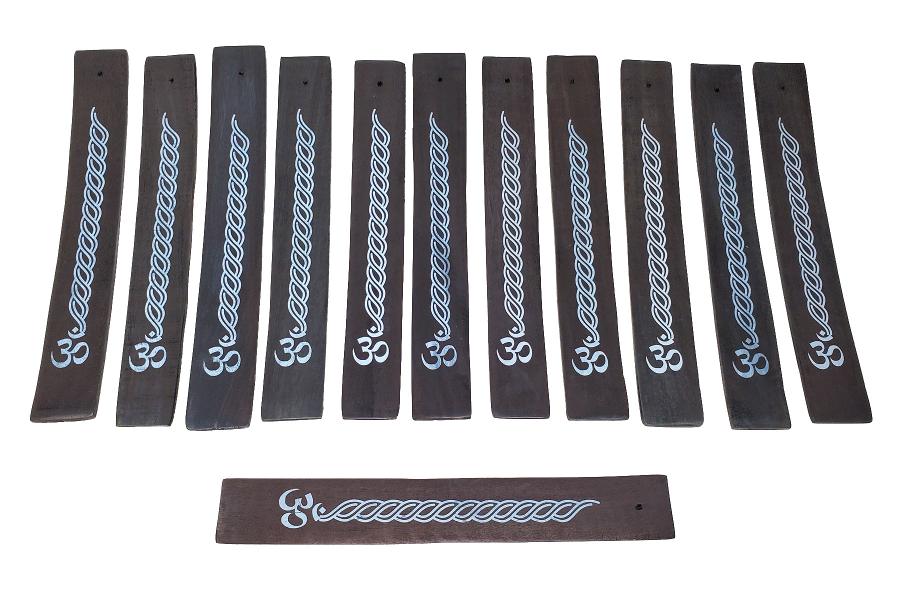 Om Black Painted Wood Ash Catcher 10"L