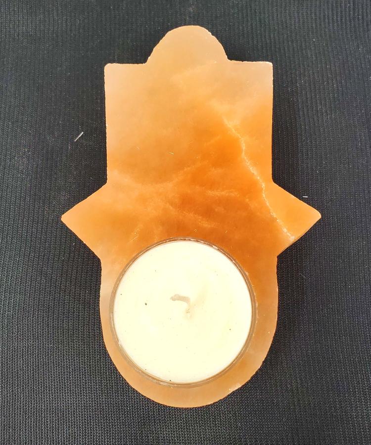 Hamsa Hand Selenite Candle Holder/Cone Incense Burner