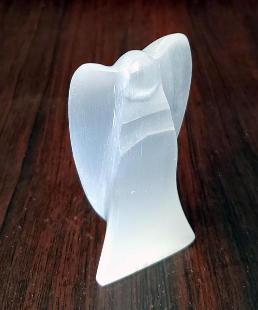 Selenite Protection Angel 4" High