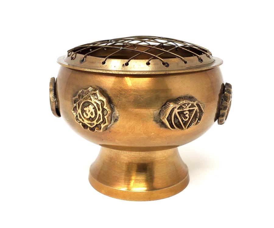 Seven Chakra Solid Brass Screen Charcoal Burner