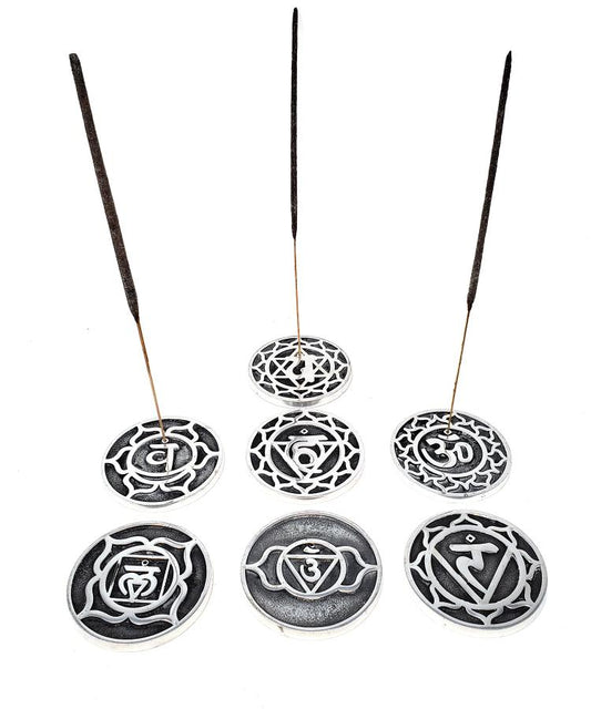 7 Chakra Design Metal Incense Burner Set (7)
