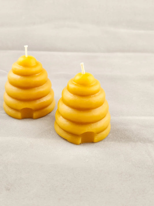 100% Beeswax Skep Mini Beehive Candle -Set of 3