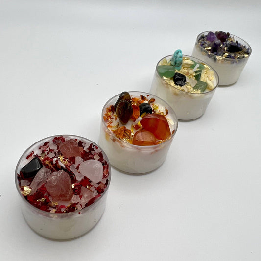 Set of 4 Tea Light Intention Candles for Ritual Meditation
