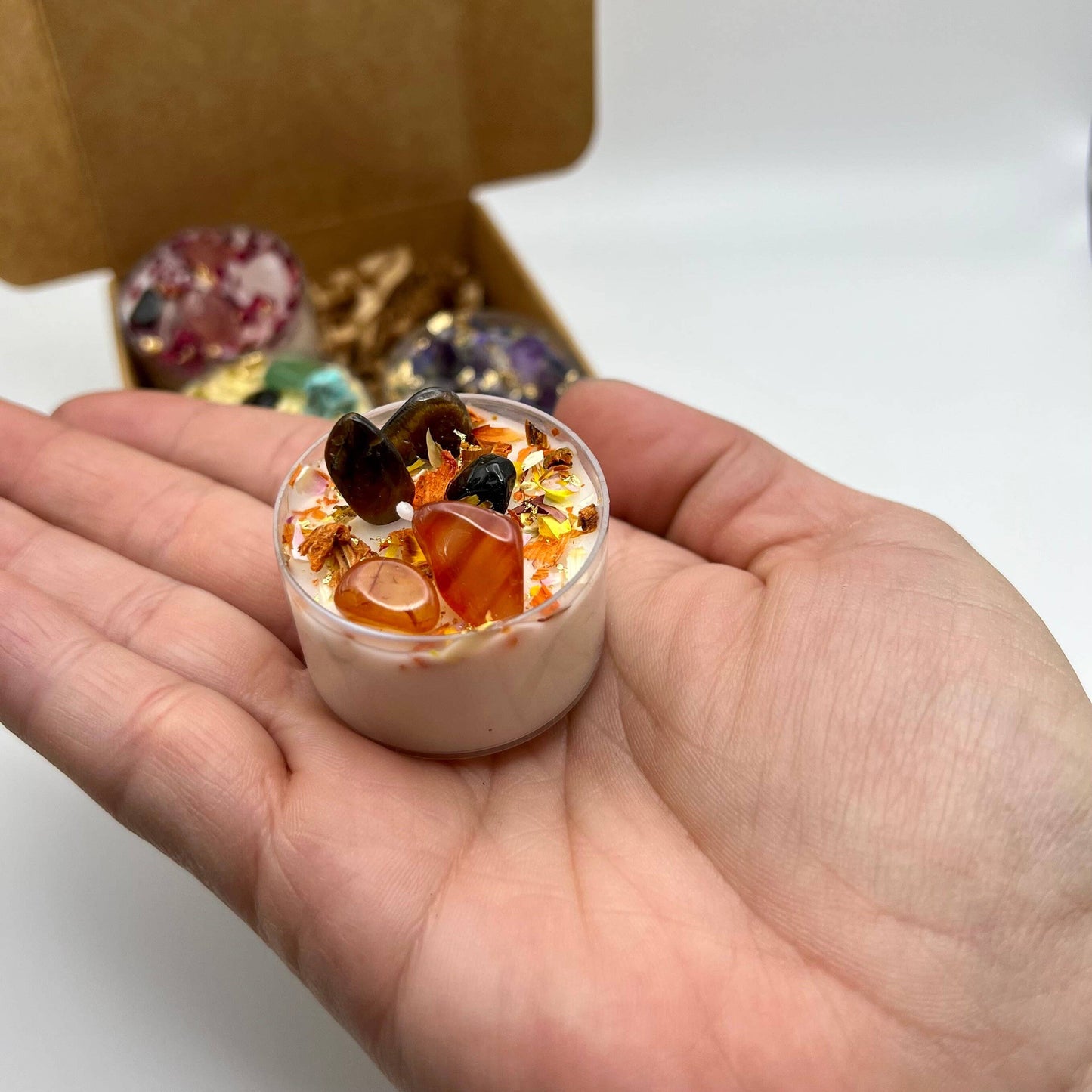 Set of 4 Tea Light Intention Candles for Ritual Meditation