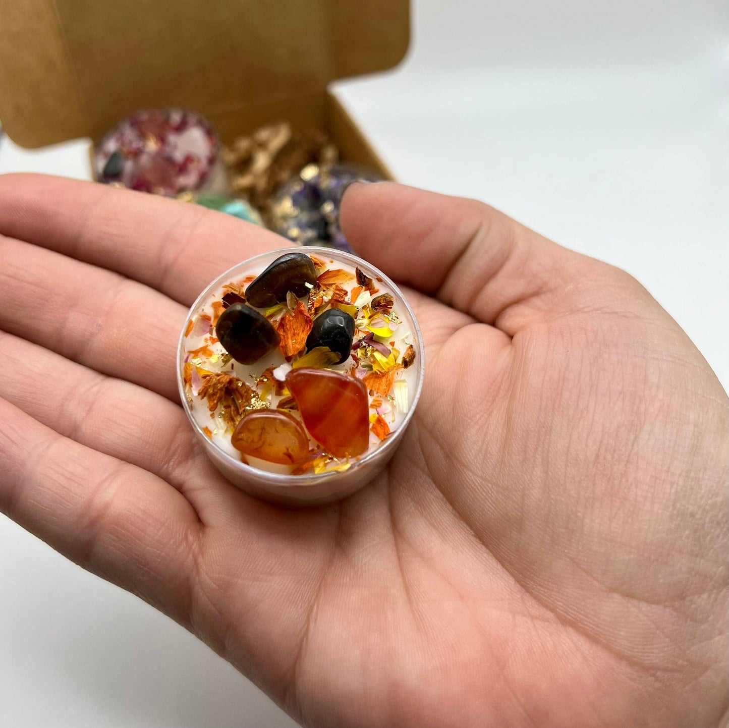 Set of 4 Tea Light Intention Candles for Ritual Meditation