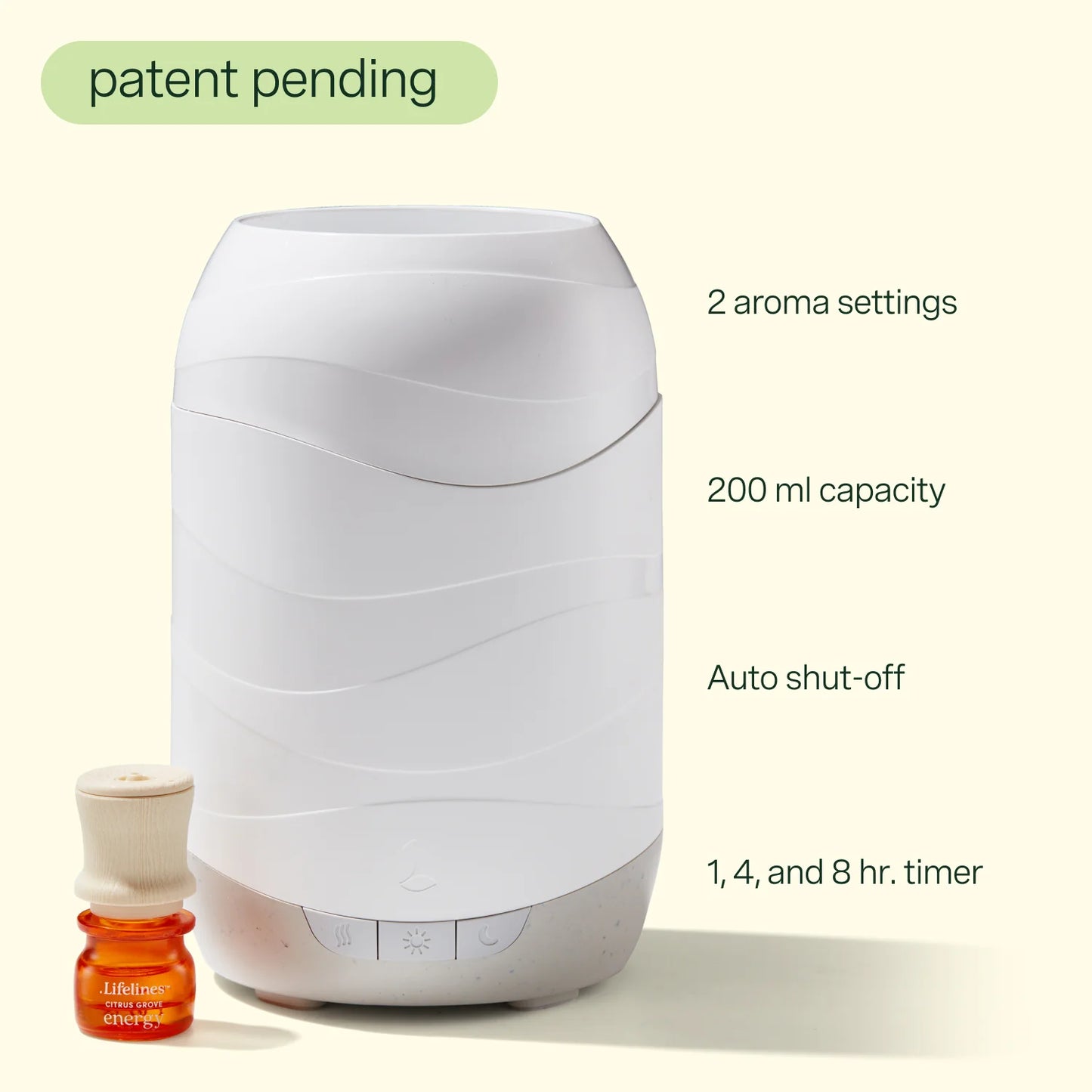 Lifelines "Waves" Ultrasonic Diffuser (300ml) - Cascading Mist and Light plus Essential Oil Blend