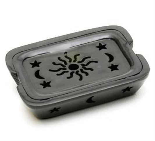 STN BLK.SOAP DISH SUN/MO 3.5"