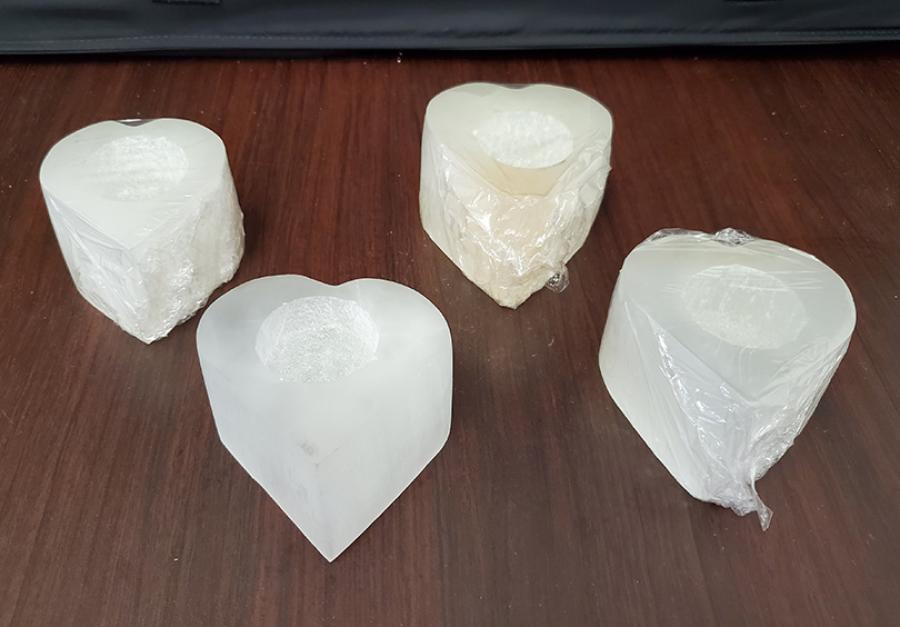 Selenite Heart Candle Holder 3 " Wide - Approx Size
