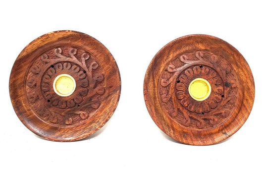 Wood Carved Stick/Cone Burner 4"D