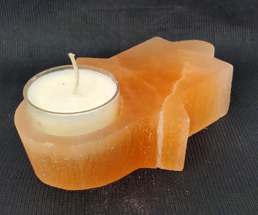 Hamsa Hand Selenite Candle Holder/Cone Incense Burner