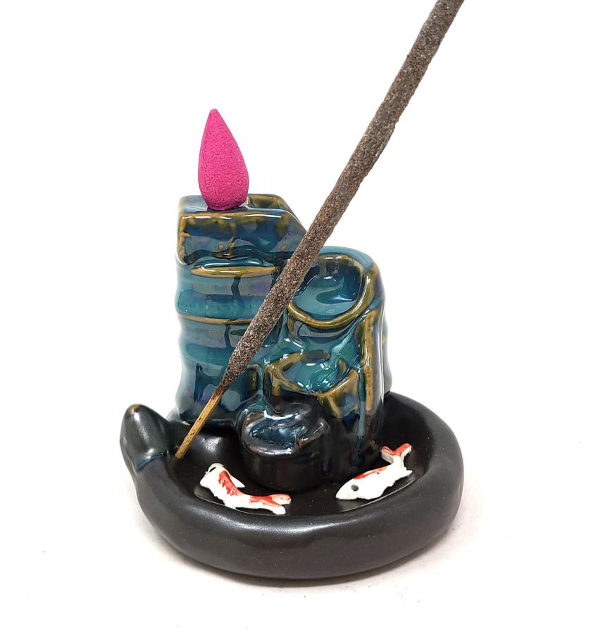 Waterfall Koi Design #1 Backflow Cone Incense Burner