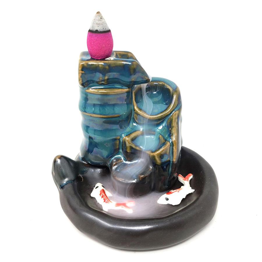 Waterfall Koi Design #1 Backflow Cone Incense Burner