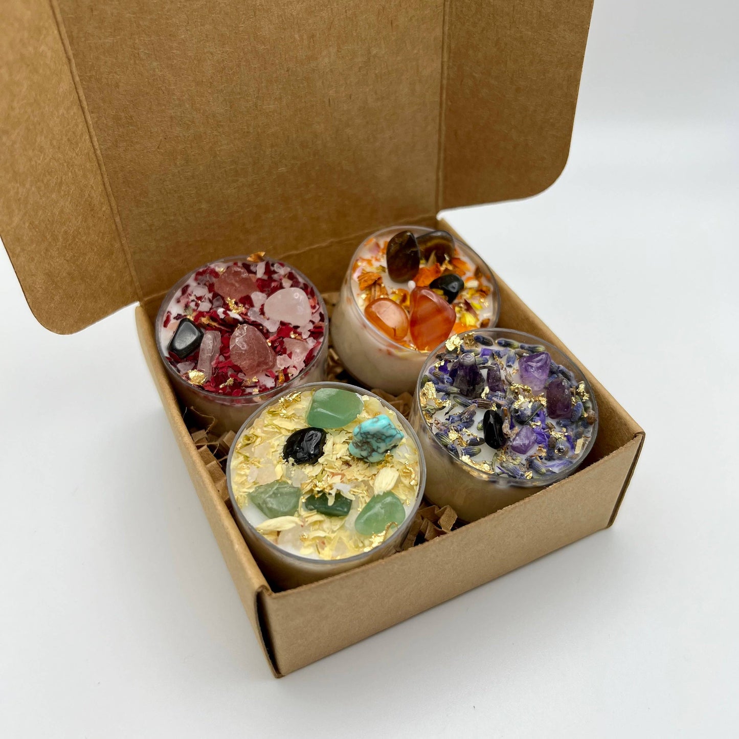 Set of 4 Tea Light Intention Candles for Ritual Meditation