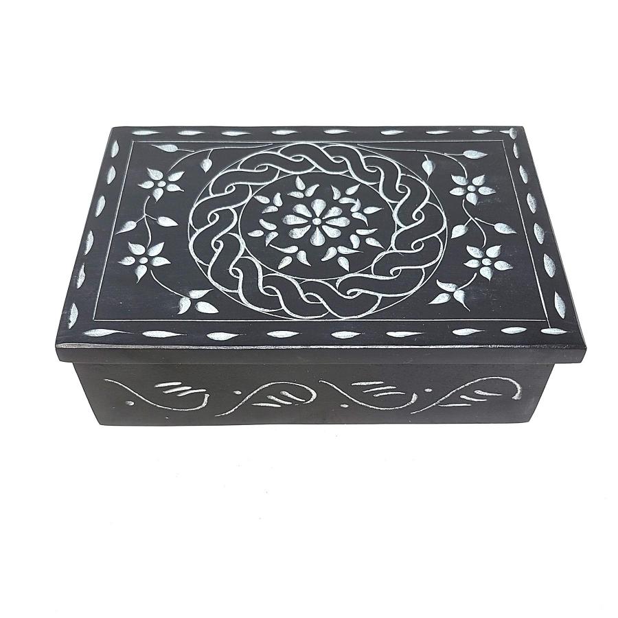 Floral Carved Soapstone Box 4"x6"