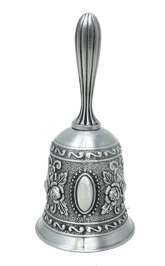 Charcoal Grey- Floral Design Altar Bell Alloy 4.5"H x 2"W