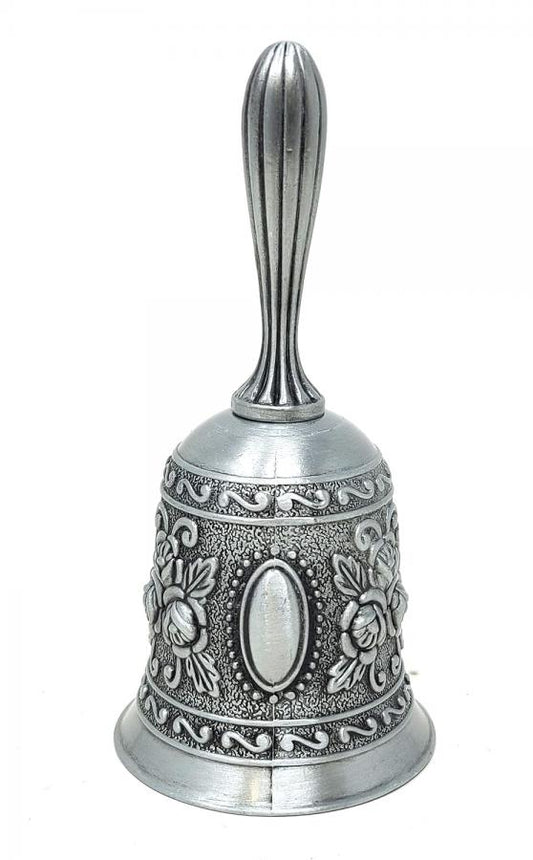 Charcoal Grey- Floral Design Altar Bell Alloy 4.5"H x 2"W