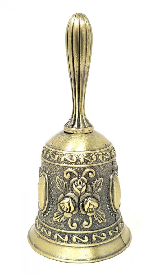 Floral Design Altar Bell Alloy - Bronze Finish 4.5"H x 2"W