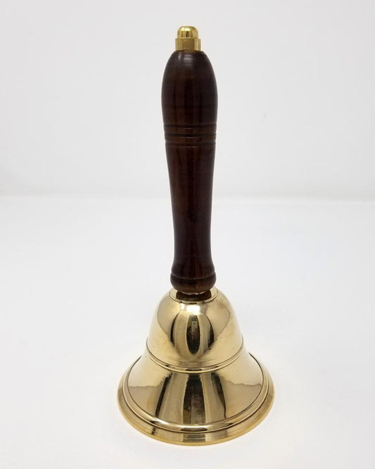 Brass Bell with Wooden Handle (8'' Tall)