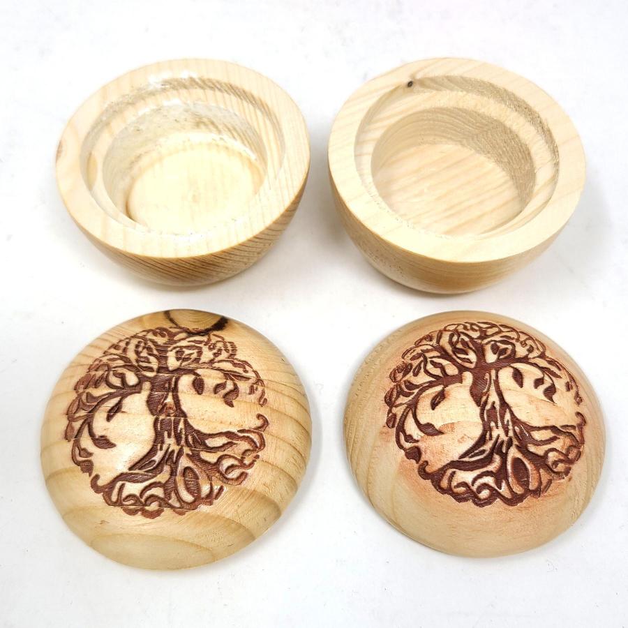 Round Tree of Life Wooden Trinket Box - 2.5" round x 1.75"High