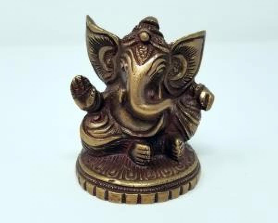 Brass Ganesh Antique finish 3"H