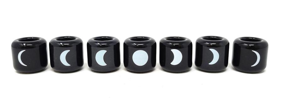 7 Pieces - Moon Phase Chime Candle Holder Black