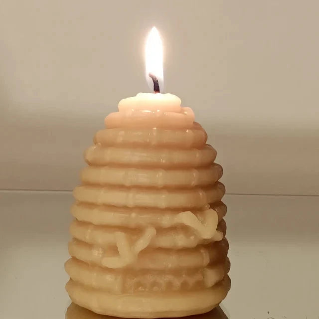 100% Beeswax Skep Large Beehive Candle