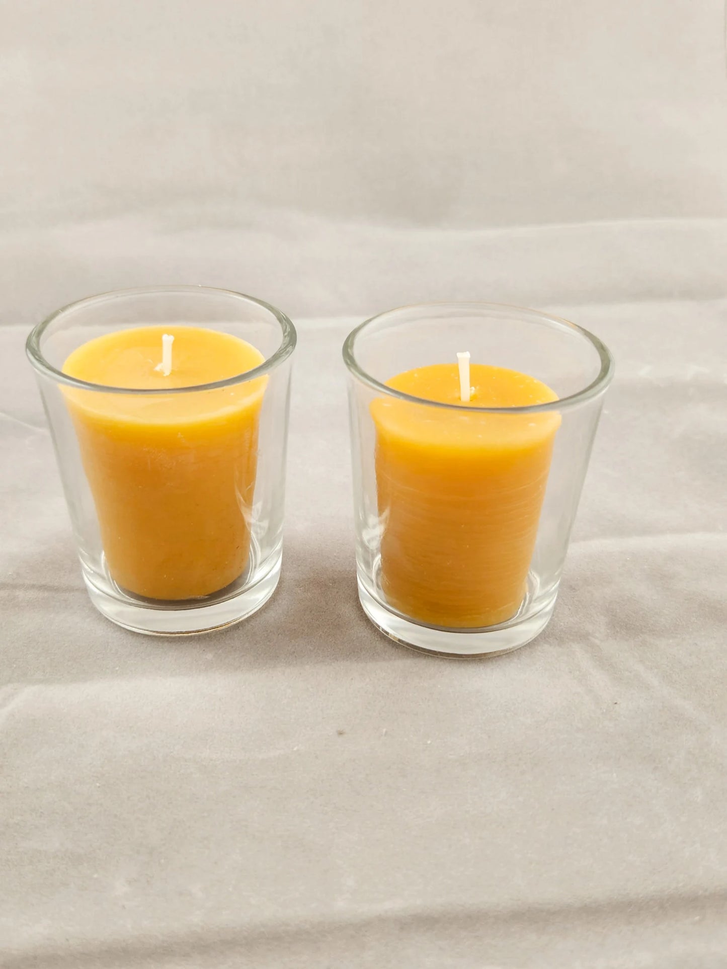 100% Beeswax Large Votive Candles - Set of 6 with one glass