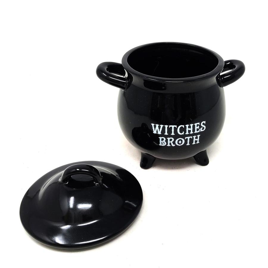Witches Broth Black Ceramic Pot with Spoon