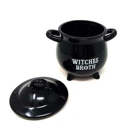 Witches Broth Black Ceramic Pot with Spoon