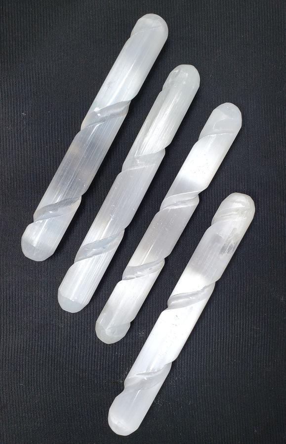 Selenite Spiral Wand 6"