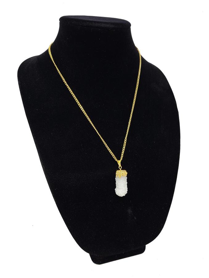 Natural Druzy Coral Golden Electroplated Pendant