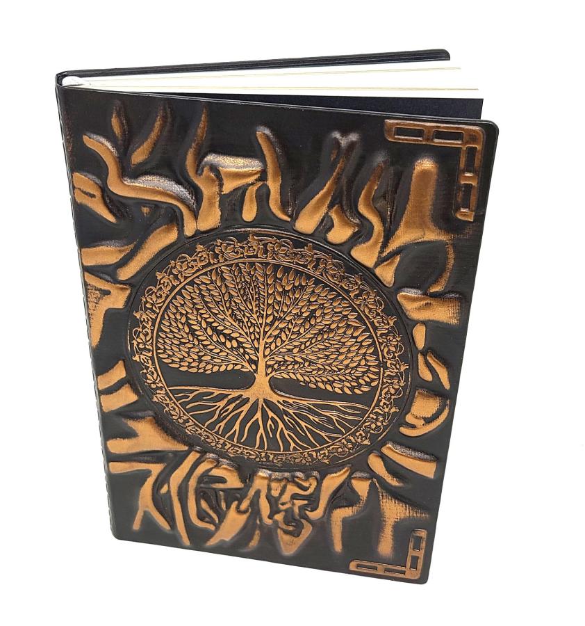 Embossed Tree of Life Hard Back Leather Journal Lined Paper 6"W x 8.5"H